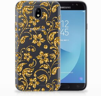 B2Ctelecom Samsung Galaxy J7 2017 | J7 Pro TPU siliconen Hoesje Design Gouden Bloemen