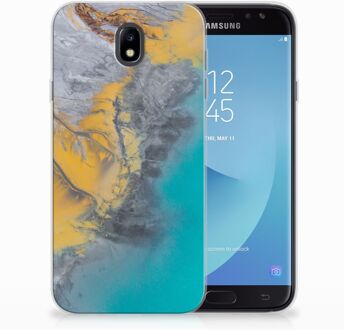 B2Ctelecom Samsung Galaxy J7 2017 | J7 Pro TPU siliconen Hoesje Design Marble Blue Gold