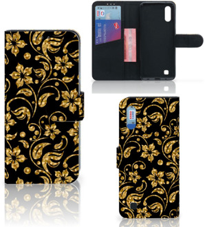 B2Ctelecom Samsung Galaxy M10 Hoesje Gouden Bloemen