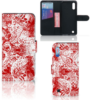 B2Ctelecom Samsung Galaxy M10 Telefoonhoesje met Naam Angel Skull Red