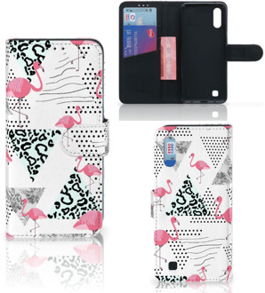 B2Ctelecom Samsung Galaxy M10 Telefoonhoesje met Pasjes Flamingo Triangle