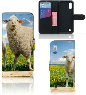 B2Ctelecom Samsung Galaxy M10 Telefoonhoesje met Pasjes Schaap en Lammetje