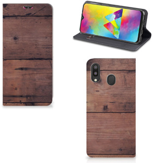 B2Ctelecom Samsung Galaxy M20 Book Wallet Case Old Wood