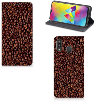 B2Ctelecom Samsung Galaxy M20 Flip Style Cover Koffiebonen