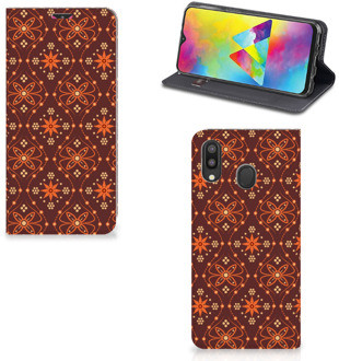 B2Ctelecom Samsung Galaxy M20 Hoesje met Magneet Batik Brown