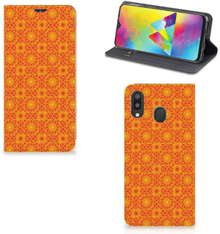 B2Ctelecom Samsung Galaxy M20 Hoesje met Magneet Batik Orange