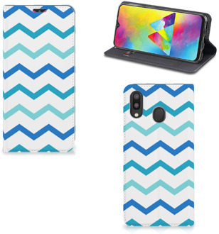 B2Ctelecom Samsung Galaxy M20 Hoesje met Magneet Zigzag Blauw