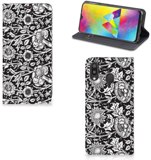 B2Ctelecom Samsung Galaxy M20 Smart Cover Black Flowers