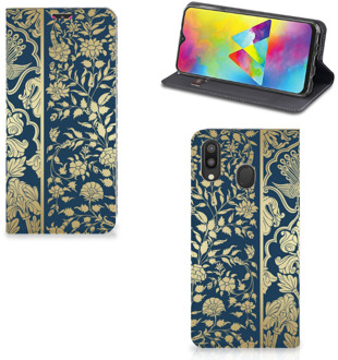 B2Ctelecom Samsung Galaxy M20 Smart Cover Golden Flowers