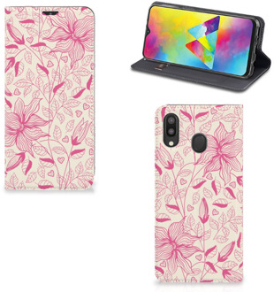 B2Ctelecom Samsung Galaxy M20 Smart Cover Pink Flowers