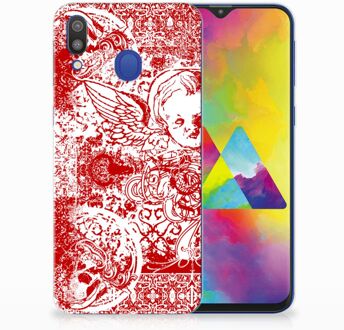 B2Ctelecom Samsung Galaxy M20 TPU Hoesje Design Angel Skull Red