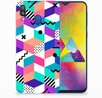 B2Ctelecom Samsung Galaxy M20 TPU Hoesje Design Blocks Colorful