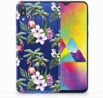 B2Ctelecom Samsung Galaxy M20 TPU Hoesje Design Flamingo Palms