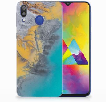 B2Ctelecom Samsung Galaxy M20 TPU Hoesje Design Marble Blue Gold