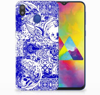 B2Ctelecom Samsung Galaxy M20 Uniek TPU Hoesje Angel Skull Blue