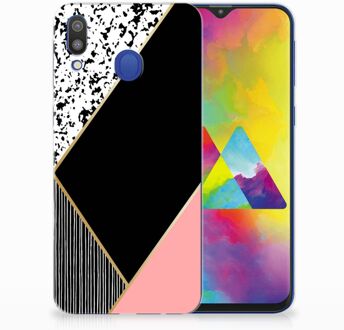 B2Ctelecom Samsung Galaxy M20 Uniek TPU Hoesje Black Pink Shapes