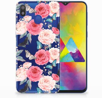 B2Ctelecom Samsung Galaxy M20 Uniek TPU Hoesje Butterfly Roses