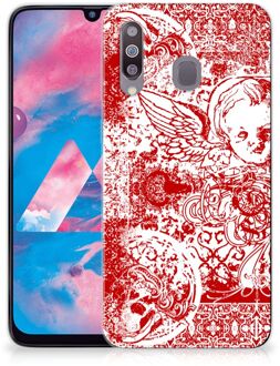 B2Ctelecom Samsung Galaxy M30 Silicone Back Case Angel Skull Red