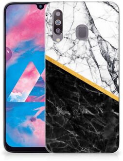 B2Ctelecom Samsung Galaxy M30 TPU Siliconen Hoesje Marble White Black