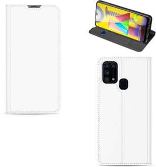 B2Ctelecom Samsung Galaxy M31 Stand Case Hoesje Wit met Pashouder