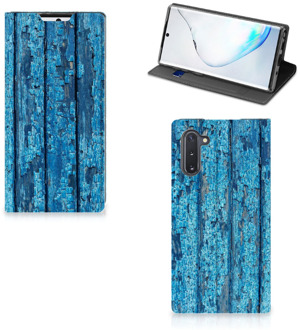 B2Ctelecom Samsung Galaxy Note 10 Book Wallet Case Blauw Wood