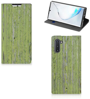 B2Ctelecom Samsung Galaxy Note 10 Book Wallet Case Green Wood