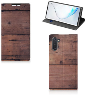 B2Ctelecom Samsung Galaxy Note 10 Book Wallet Case Old Wood