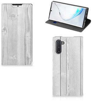 B2Ctelecom Samsung Galaxy Note 10 Book Wallet Case White Wood