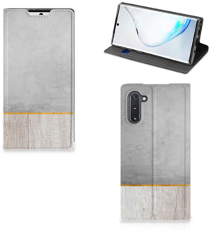 B2Ctelecom Samsung Galaxy Note 10 Book Wallet Case Wood Concrete