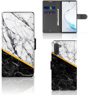 B2Ctelecom Samsung Galaxy Note 10 Bookcase Marble White Black