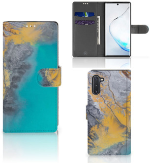 B2Ctelecom Samsung Galaxy Note 10 Bookcase Marmer Blauw Goud