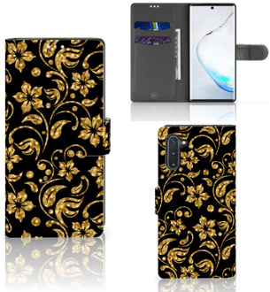 B2Ctelecom Samsung Galaxy Note 10 Hoesje Gouden Bloemen