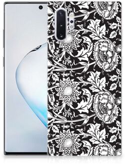 B2Ctelecom Samsung Galaxy Note 10 Plus Siliconen Hoesje Black Flowers