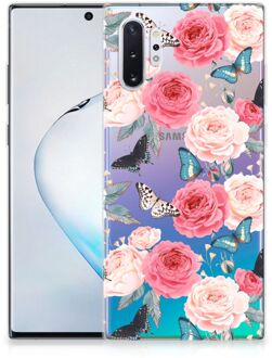 B2Ctelecom Samsung Galaxy Note 10 Plus Siliconen Hoesje Butterfly Roses