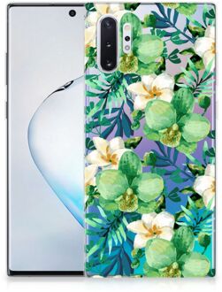 B2Ctelecom Samsung Galaxy Note 10+ Siliconen Hoesje Orchidee Groen