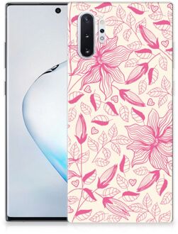 B2Ctelecom Samsung Galaxy Note 10+ Siliconen Hoesje Pink Flowers