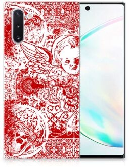 B2Ctelecom Samsung Galaxy Note 10 Silicone Back Case Angel Skull Red