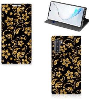 B2Ctelecom Samsung Galaxy Note 10 Smart Cover Gouden Bloemen