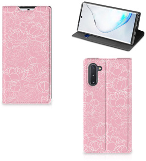 B2Ctelecom Samsung Galaxy Note 10 Smart Cover White Flowers