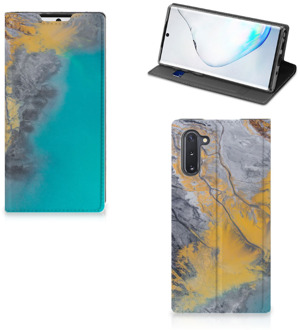 B2Ctelecom Samsung Galaxy Note 10 Standcase Marmer Blauw Goud