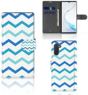 B2Ctelecom Samsung Galaxy Note 10 Telefoon Hoesje Zigzag Blauw