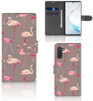 B2Ctelecom Samsung Galaxy Note 10 Telefoonhoesje met Pasjes Flamingo