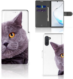 B2Ctelecom Samsung Galaxy Note 10 Telefoonhoesje met Pasjes Kat