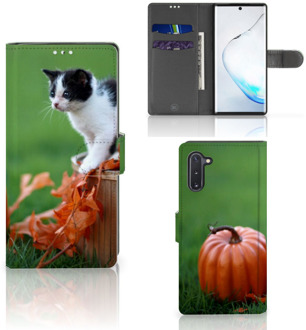 B2Ctelecom Samsung Galaxy Note 10 Telefoonhoesje met Pasjes Kitten