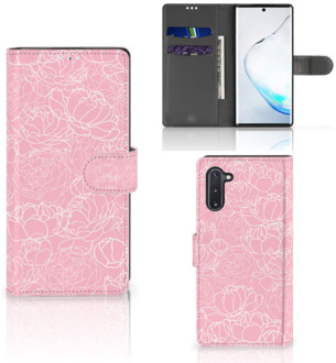 B2Ctelecom Samsung Galaxy Note 10 Wallet Case White Flowers