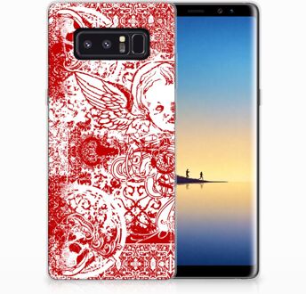 B2Ctelecom Samsung Galaxy Note 8 TPU Hoesje Design Angel Skull Red