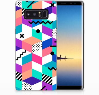 B2Ctelecom Samsung Galaxy Note 8 TPU Hoesje Design Blocks Colorful