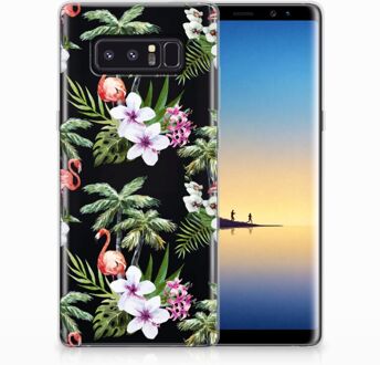 B2Ctelecom Samsung Galaxy Note 8 TPU Hoesje Design Flamingo Palms