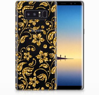 B2Ctelecom Samsung Galaxy Note 8 TPU Hoesje Design Gouden Bloemen