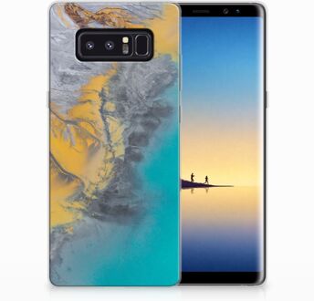 B2Ctelecom Samsung Galaxy Note 8 TPU Hoesje Design Marble Blue Gold